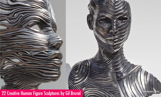 22 Creative Human-Figure Metal Sculptures Composed of Unraveling Steel Ribbons by Gil Bruvel