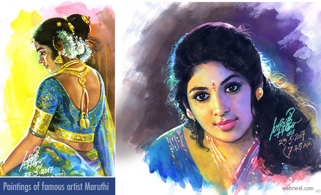 20 Beautiful Tamil Nadu Paintings by Famous Artist Maruthi - Indian Paintings