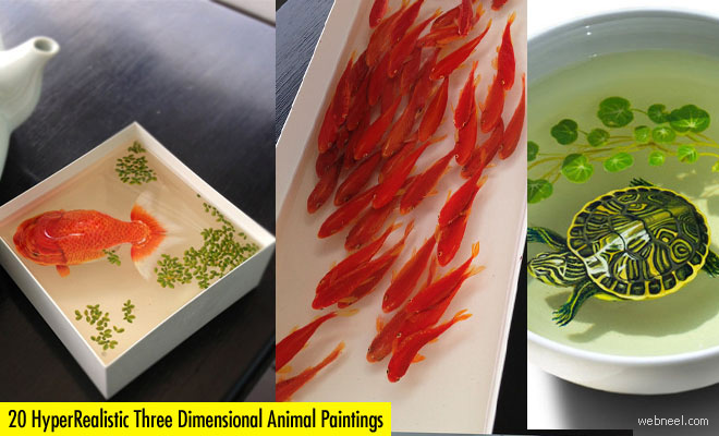 20 HyperRealistic Three Dimensional Animal Paintings created in Layers of Resin by Kenglye