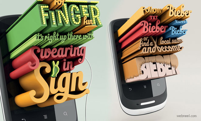 Creative 3D Typography Designs from Huawei Advertisement by Arnold Furance
