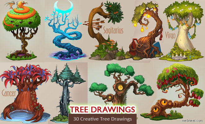 30 Beautiful Tree Drawings and creative Art Ideas from top artists