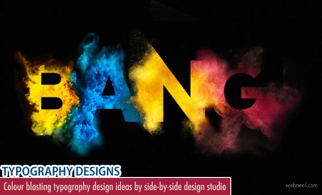 Colour blasting typography design ideas by side-by-side design studio
