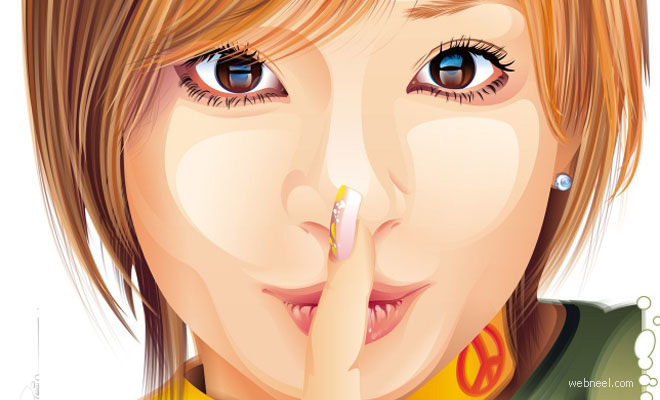 Creating vector women face is simple now, see the references