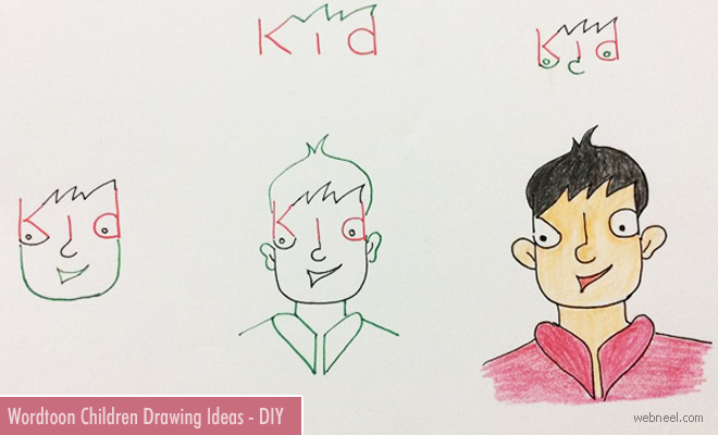 Easy Wordtoon Drawing Ideas with Words for Children - DIY