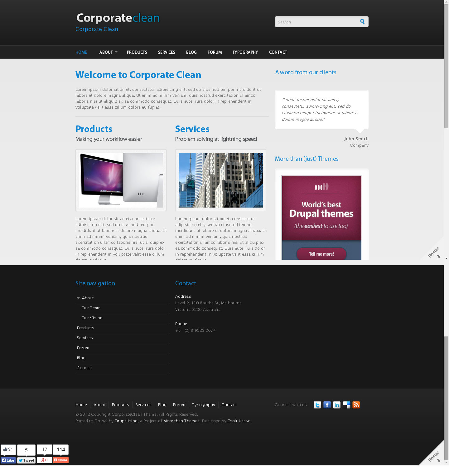 Corporate Clean - Free Drupal Theme