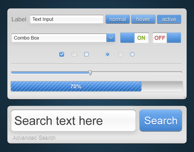 Slick UI Elements Free PSD by ahmadhania