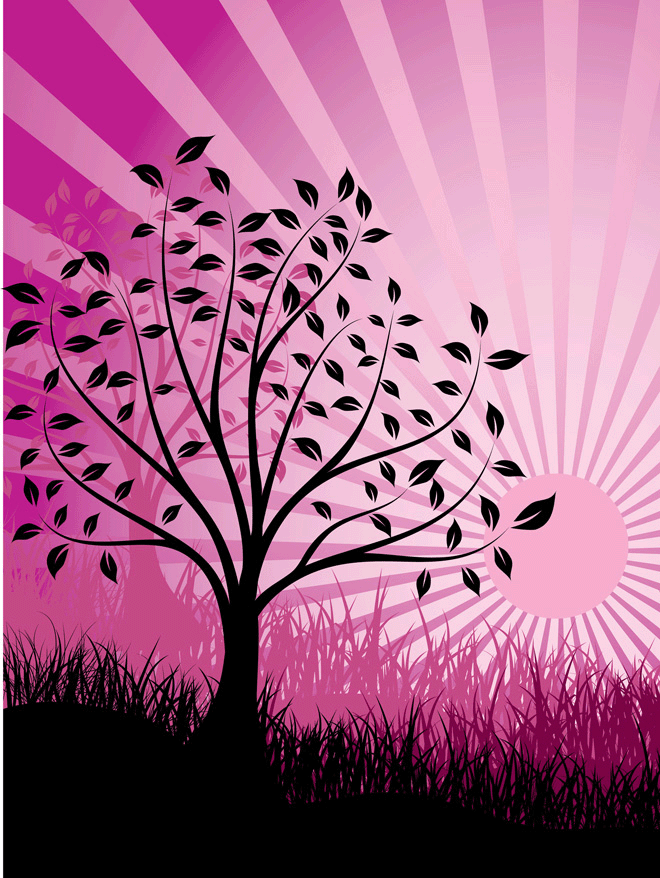 Sunset Rays and Tree floral eps 