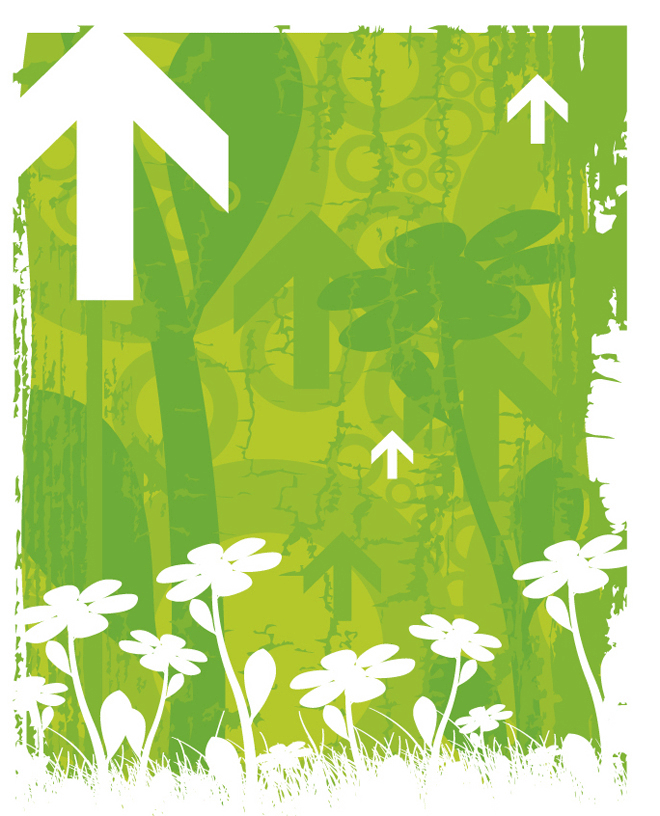 Retro Vector Garden - Green background