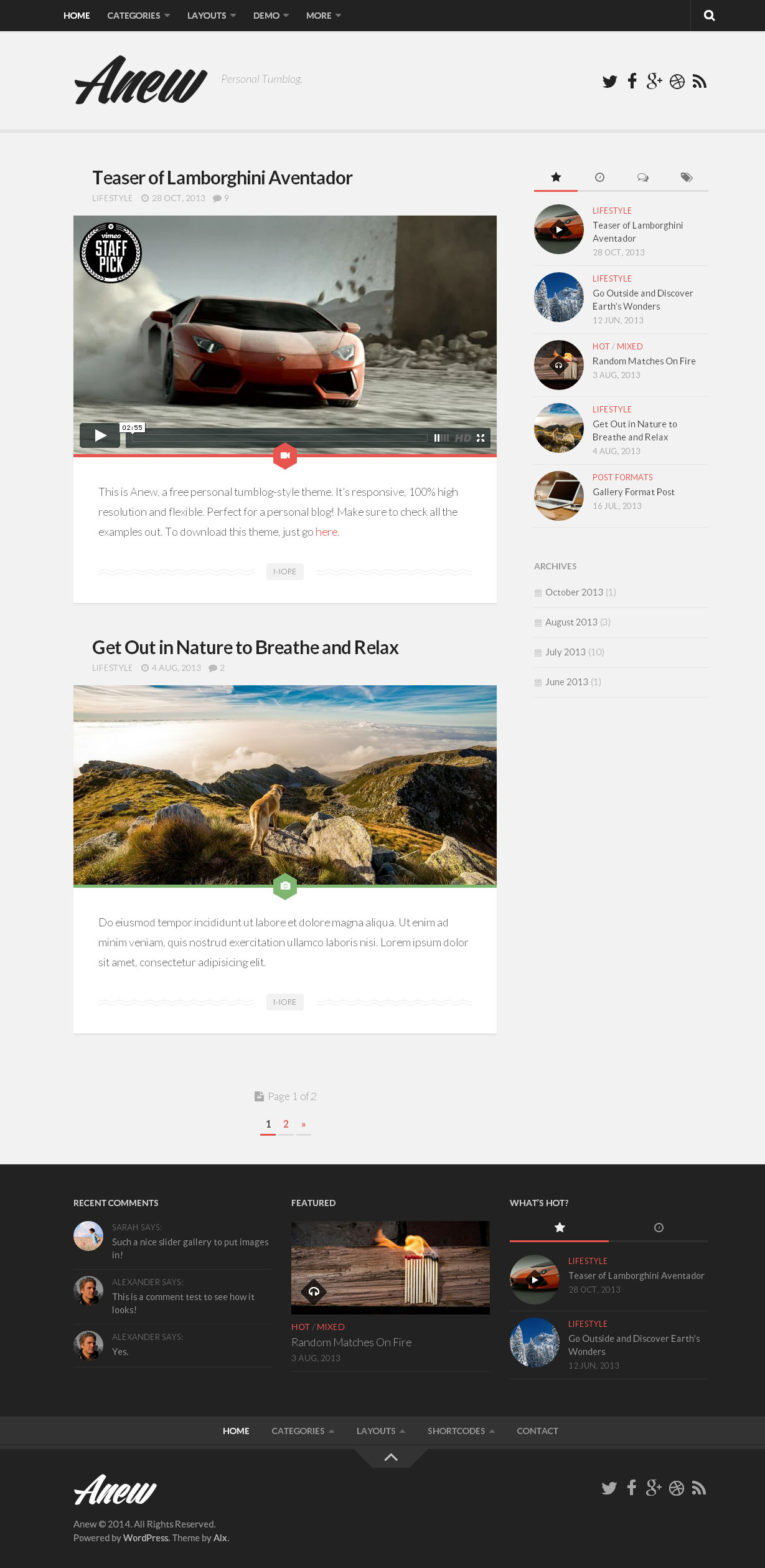 Anew - Responsive Tumblr Style Free WordPress Theme