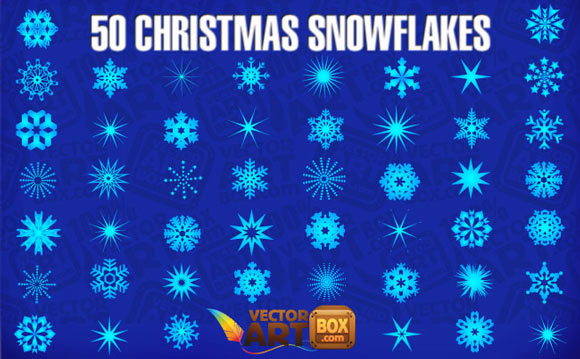 50 Christmas Snowflakes Vector EPS AI