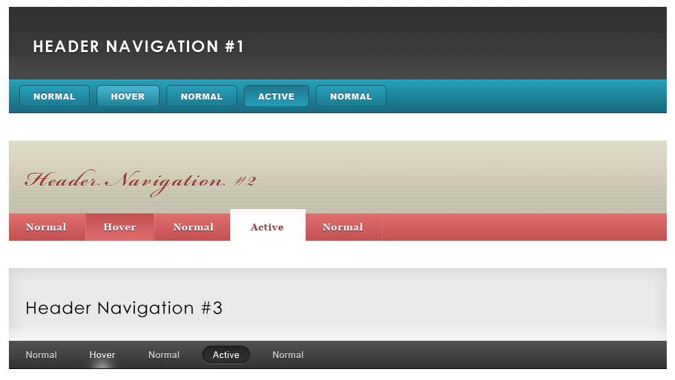 Header and Navigation Pack PSD