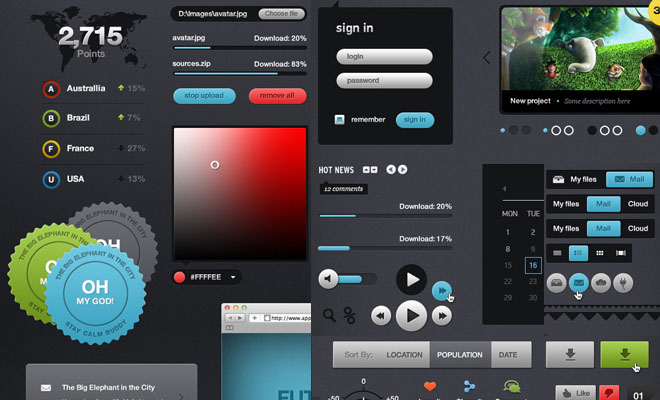 Futurico Pro UI elements PSD pack