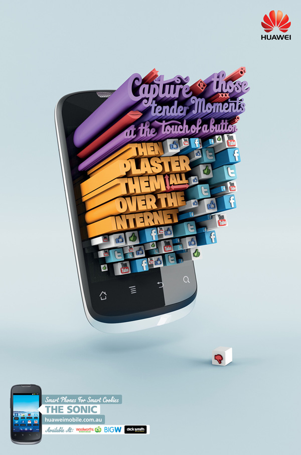 3D typography ads by Arnold