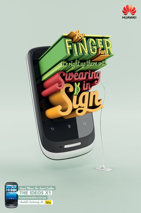 3D typography ads by Arnold