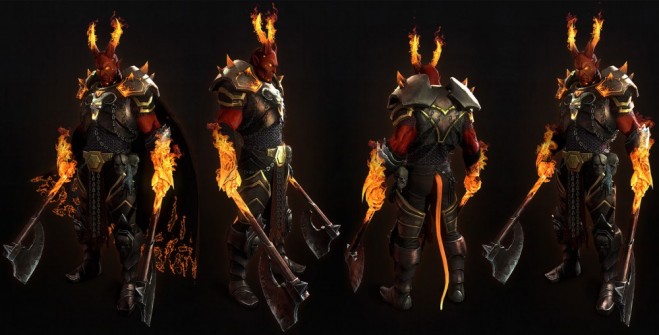 3d model demon warrior fire monster