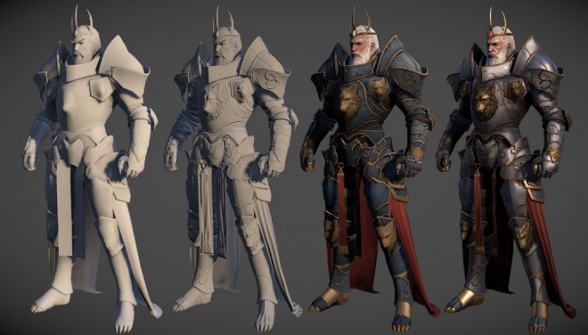 3d model warrior king fighter wip