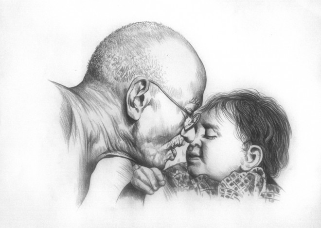 Gandhi Pencil Drawing
