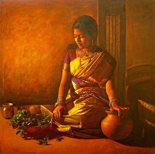 Paintings of rural indian women Oil painting