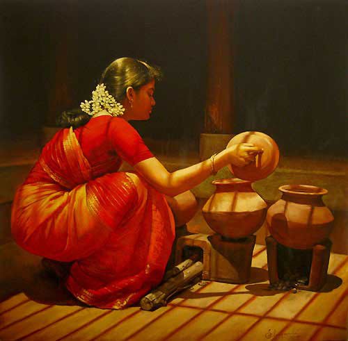 Paintings of rural indian women Oil painting