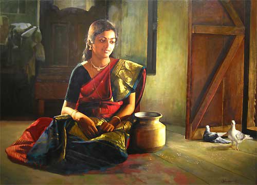 Paintings of rural indian women Oil painting