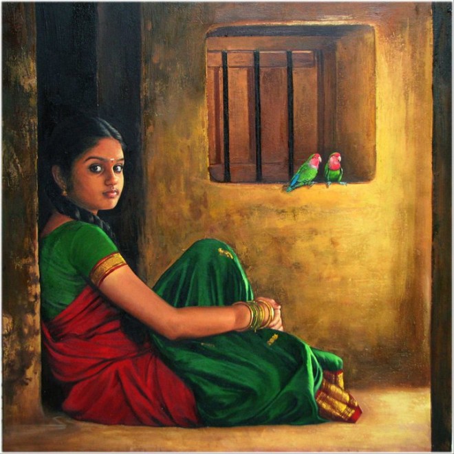 Paintings of rural indian women Oil painting