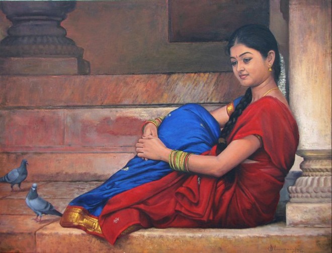 Paintings of rural indian women Oil painting