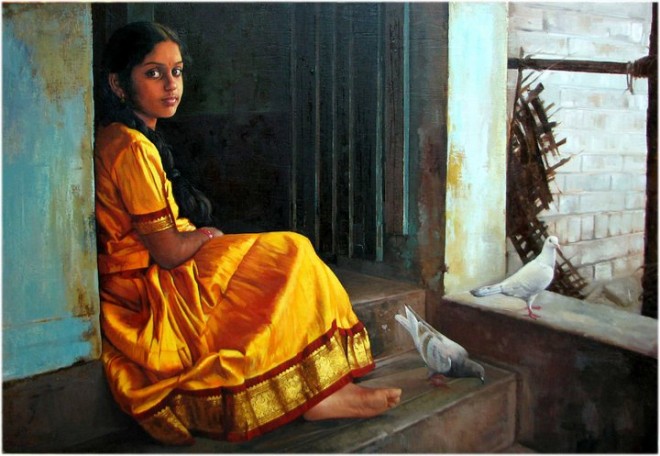 Paintings of rural indian women Oil painting