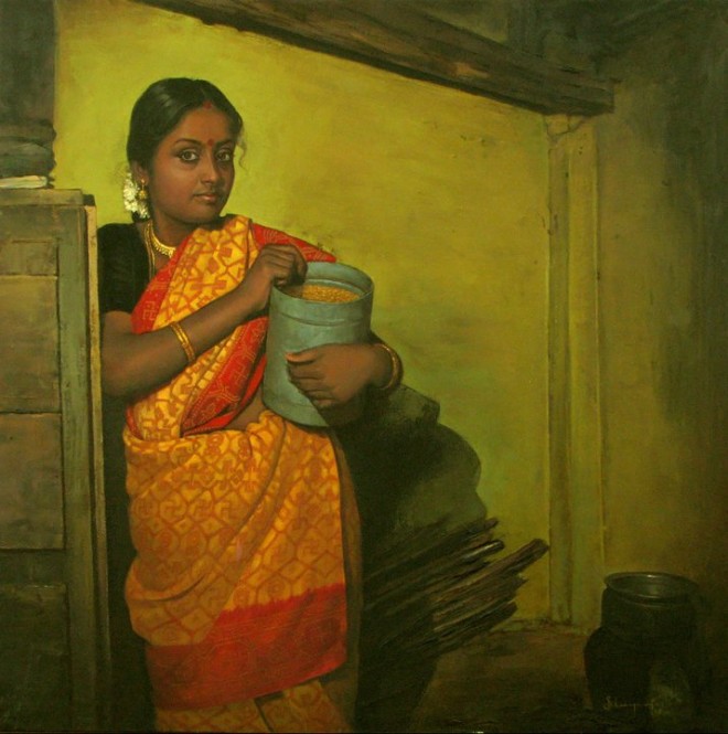 Paintings of rural indian women Oil painting