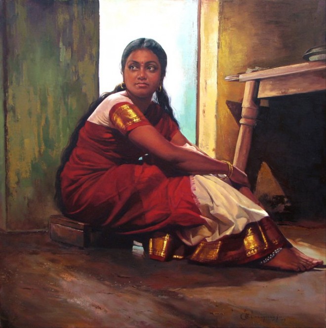 Paintings of rural indian women Oil painting
