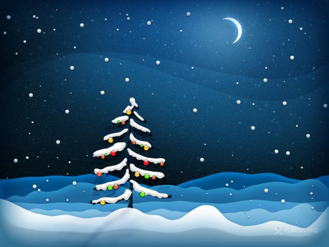christmas tree night wallpaper