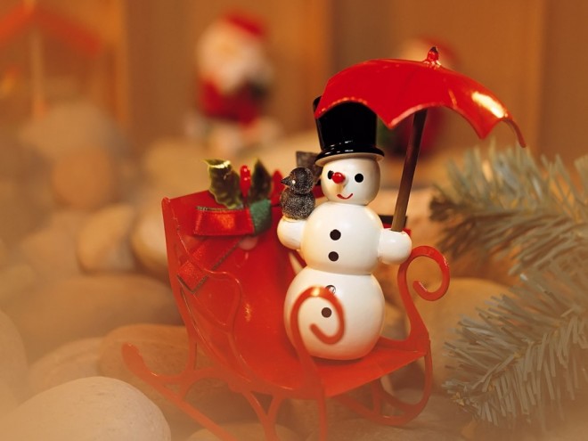 snowman sledge desktop wallpaper