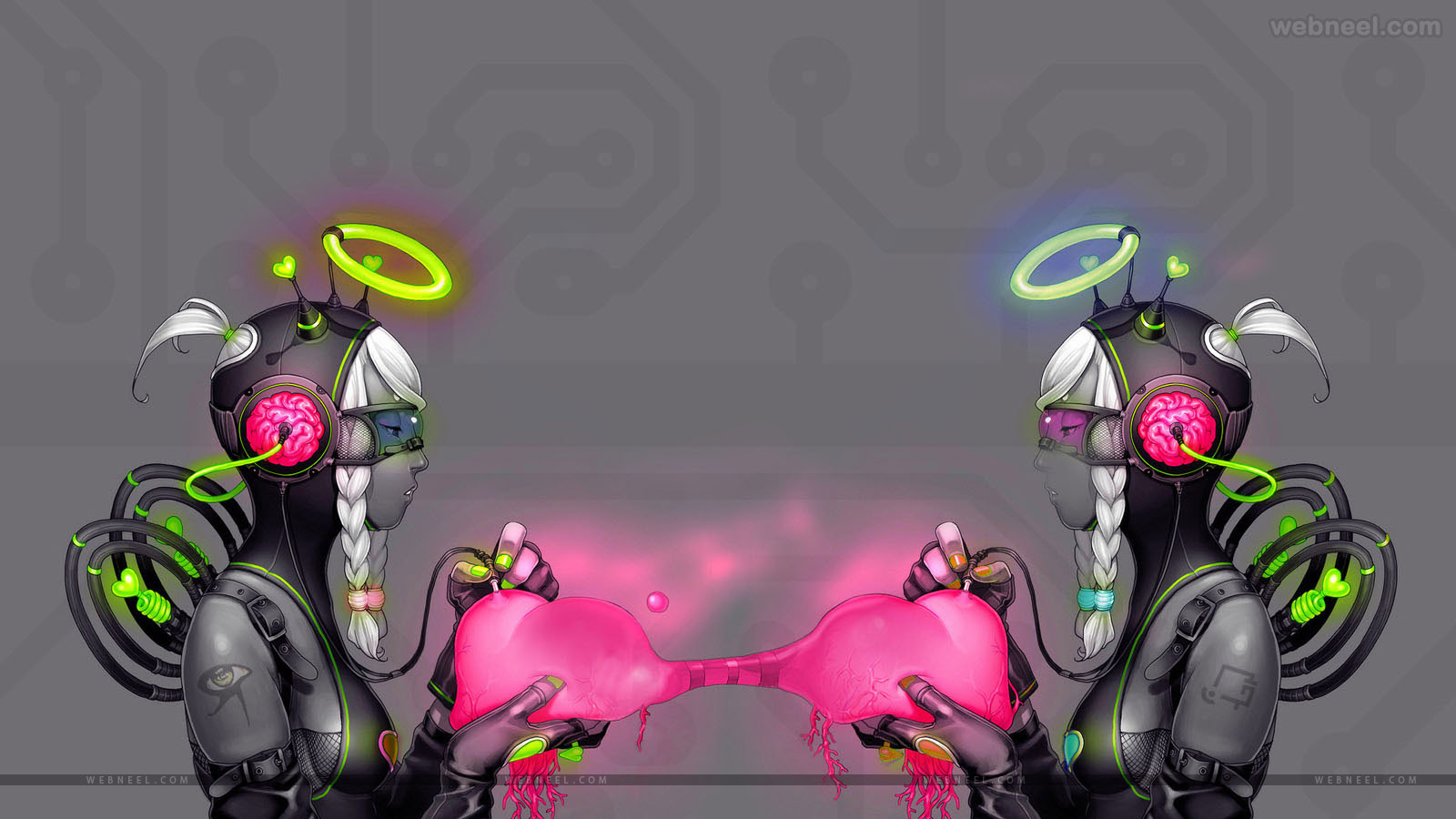 love wallpaper twin robots