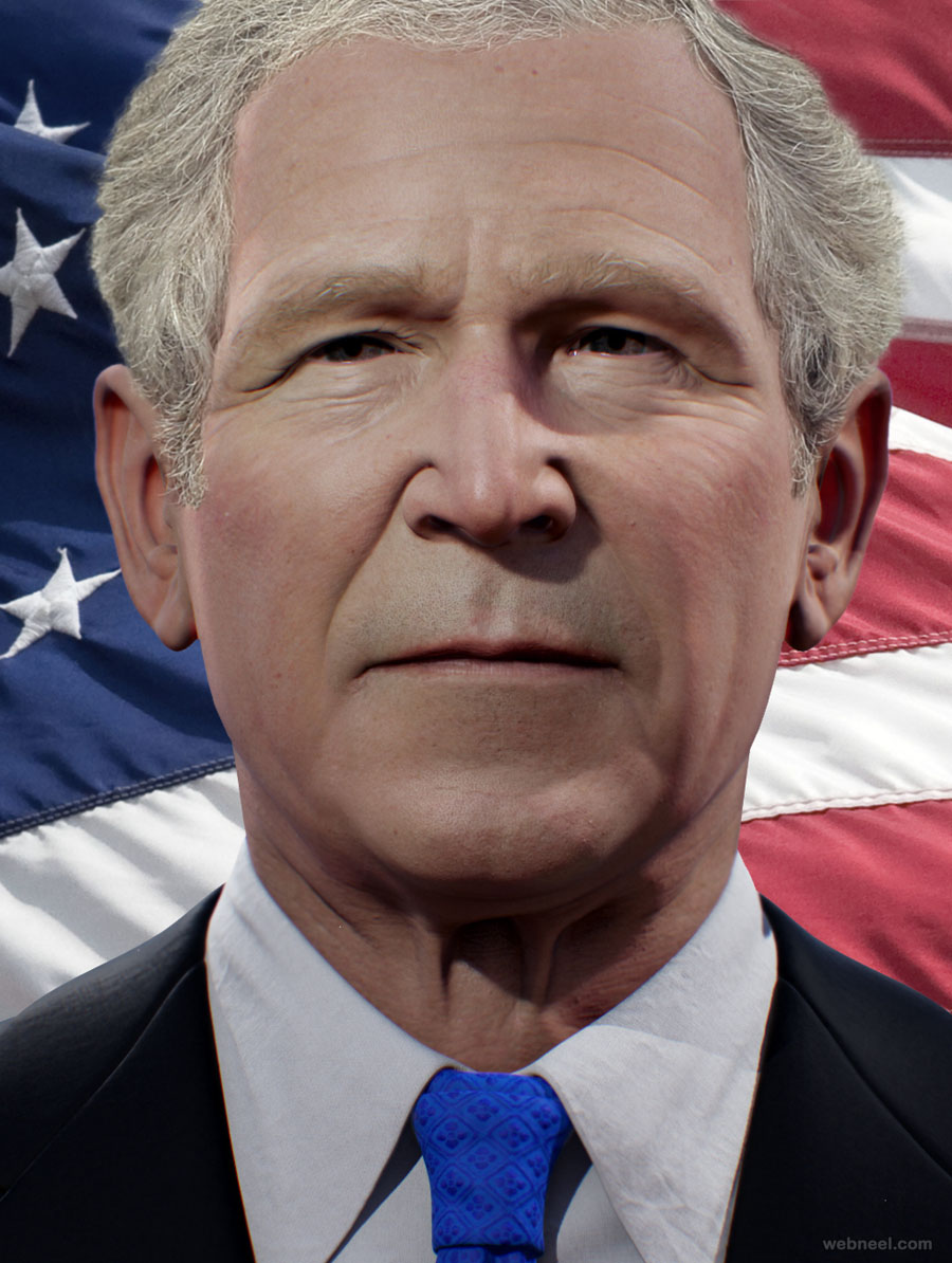 george bush 3d character design by octaviokubick
