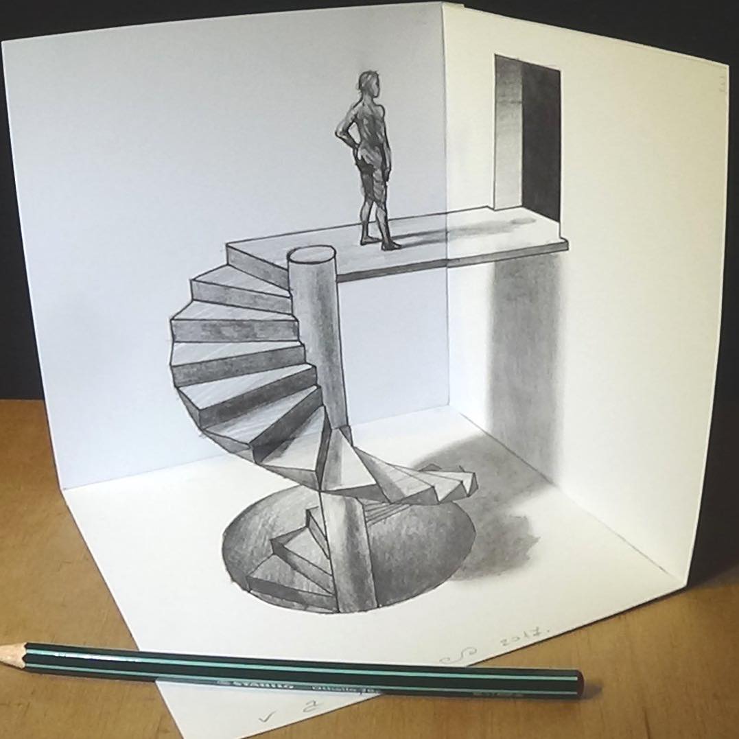 spiral stairs 3d drawing by sandor vamos