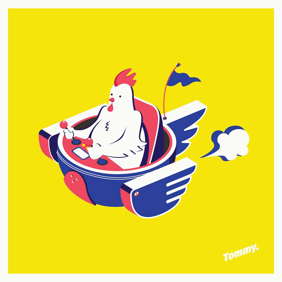 rooster digital illustration by tommy nguyen