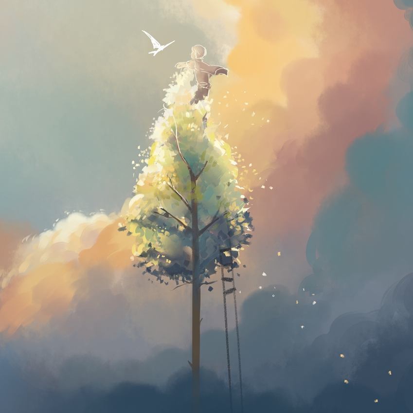 reaching sky digital painting by niken anindita